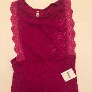 Free People Lace Raspberry Tank - NWT - Size S
